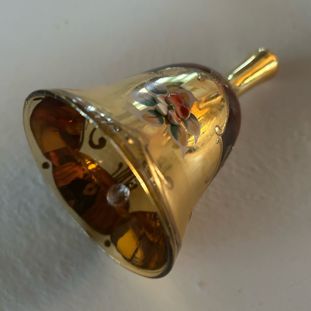 ANTIQUE MURANO Elegant Gold and Orange Decorative Glass Bell, BEAUTIFUL SHAPE - Picture 7 of 8